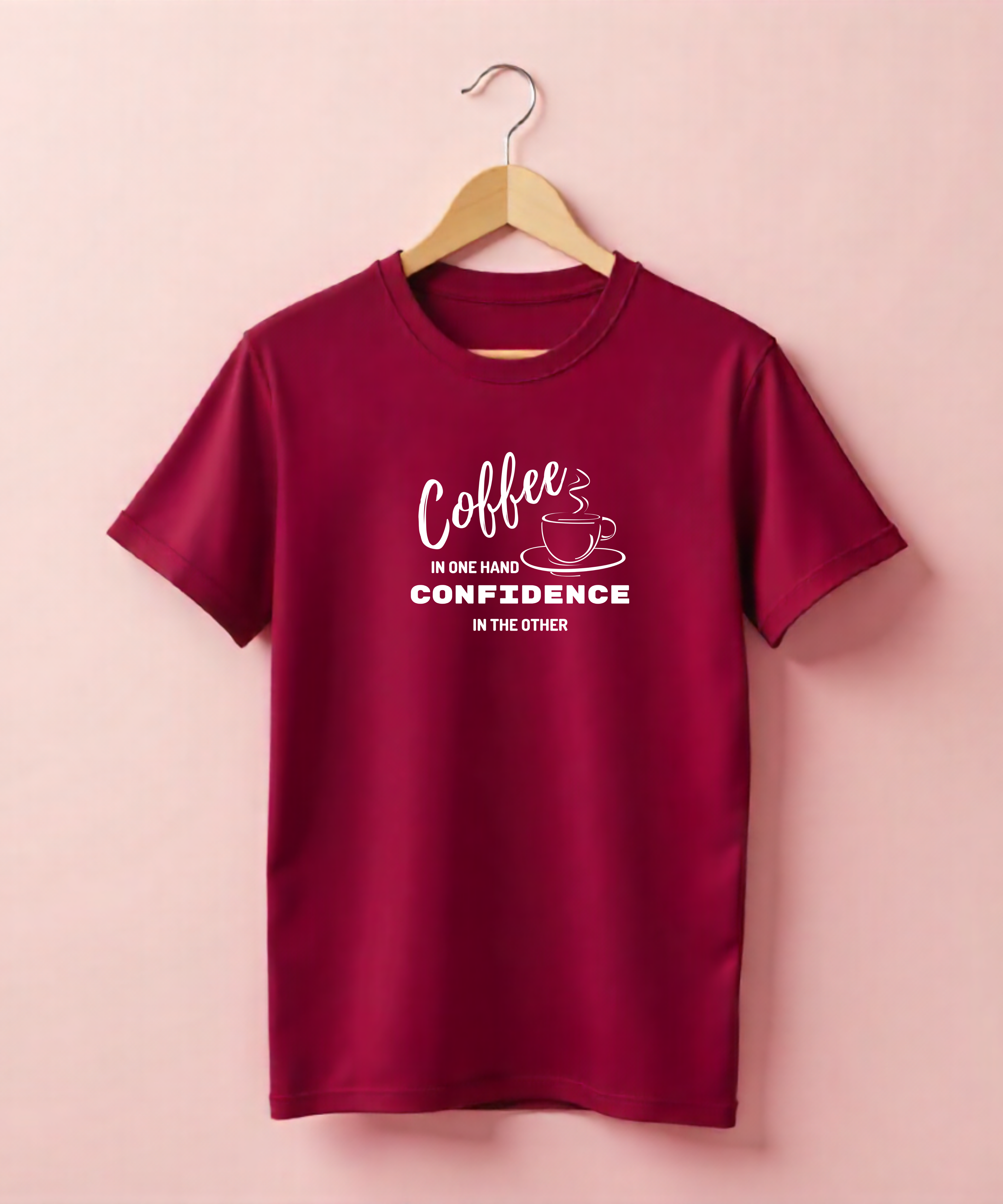 Coffee and Confidence - Unisex Half Sleeve Tshirt
